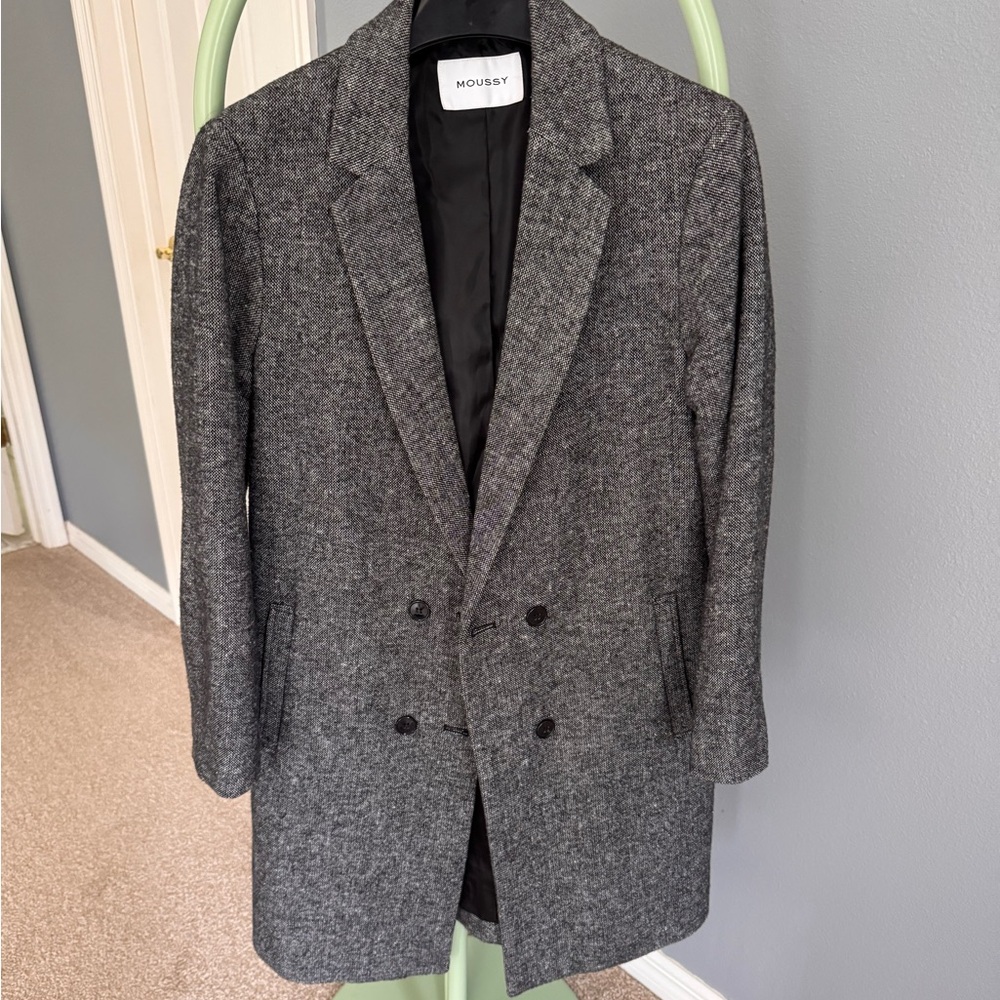 Gray Oversized Wool-Blend Blazer